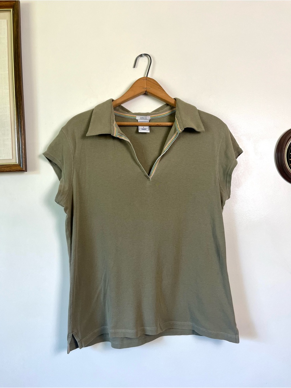 Y2K Old Navy Sage Green Polo Tee 100% Cotton
